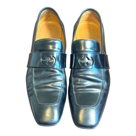Gucci Men\'s Black Leather Mila Wimbledon Logo Loafers Size 10.5 Shoes main image 7